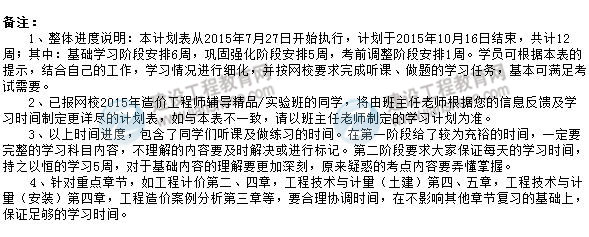 2015年造價工程師執(zhí)業(yè)資格考試備考階段學(xué)習(xí)計劃