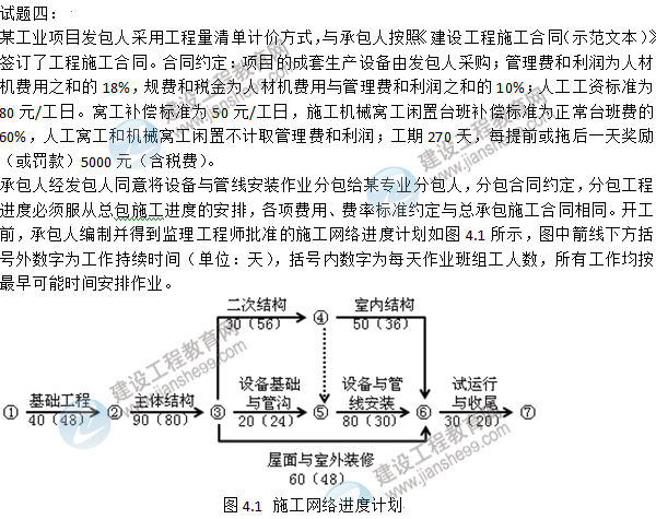 2015年造價工程師《建設(shè)工程造價案例分析》試題及答案(案例四)