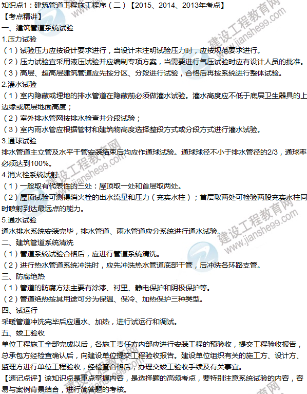 2016年一級建造師考試《機(jī)電工程》高頻考點匯編