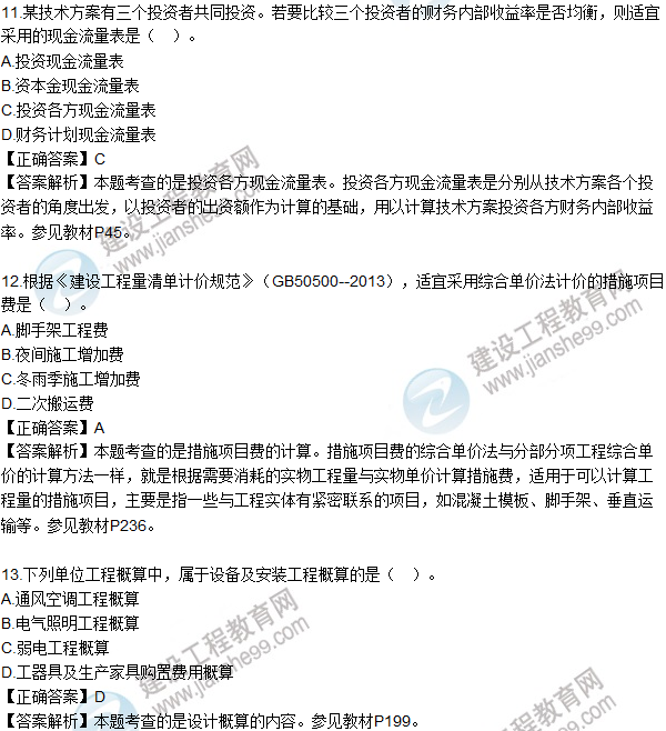 2016一級建造師《建設工程經(jīng)濟》試題答案11-20