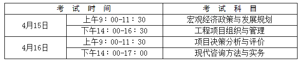 安徽公布2017年度咨詢工程師（投資）職業(yè)資格考試科目及時(shí)間