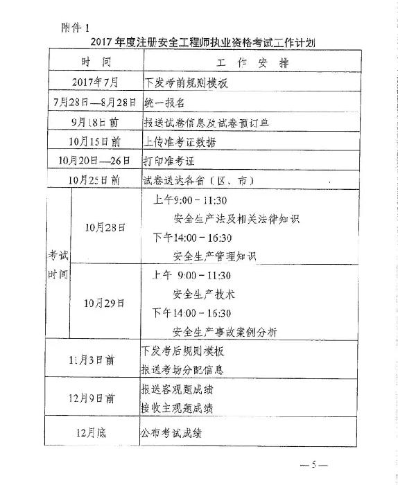 2017年注冊安全工程師7月28日至8月28日統(tǒng)一報名