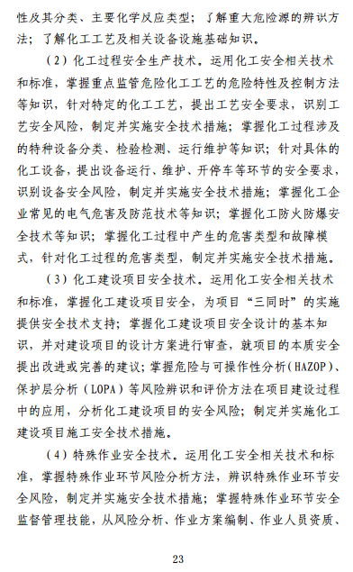 中級(jí)注冊(cè)安全工程師《安全生產(chǎn)專業(yè)實(shí)務(wù)》考試大綱（征求意見稿）