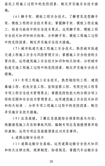 中級(jí)注冊(cè)安全工程師《安全生產(chǎn)專業(yè)實(shí)務(wù)》考試大綱（征求意見稿）