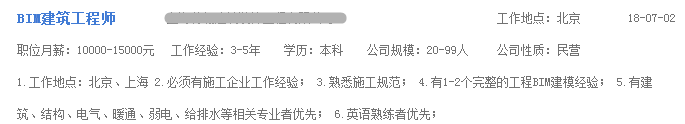 BIM建筑工程師薪資及崗位要求