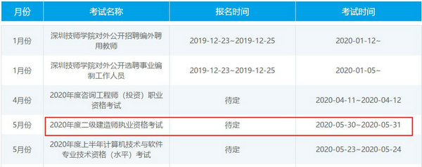 廣東深圳2020年二級建造師考試時間 廣東深圳2020年二級建造師考試時間