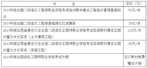 2019年版江西省建設(shè)行業(yè)全國二級造價工程師職業(yè)資格考試培訓(xùn)教材