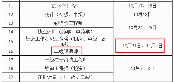 河南二建考試時(shí)間