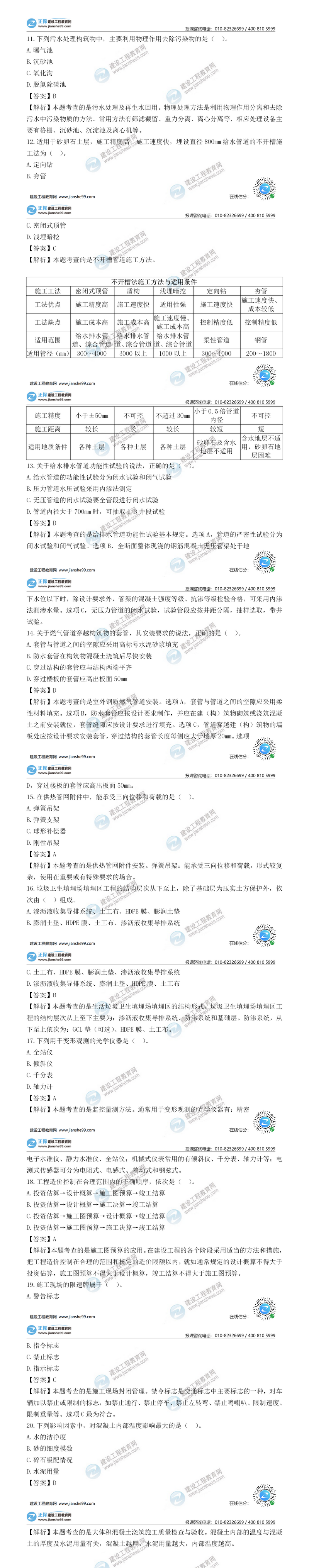 二建市政試題解析單選題11-20 二建市政試題解析單選題11-20