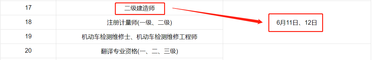 二級建造師考試時間
