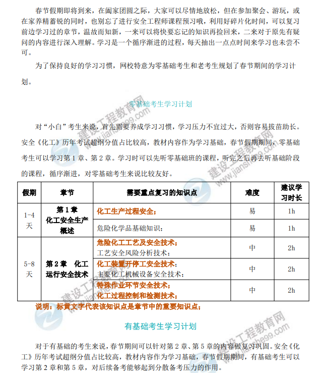2026中級注安《化工安全》春節(jié)期間學(xué)習(xí)計(jì)劃 2026中級注安《化工安全》春節(jié)期間學(xué)習(xí)計(jì)劃